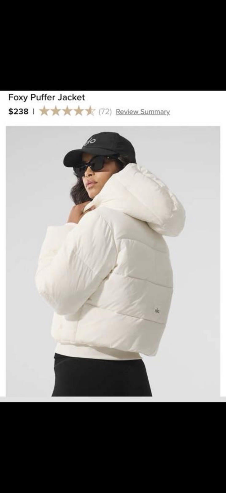 ALO Yoga Foxy Puffer Jacket Women’s Size Large-NWT $238