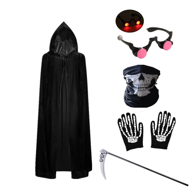 Grim Reaper Costume for Boys Girls Child Unisex Polyester Halloween - 01 / 140CM