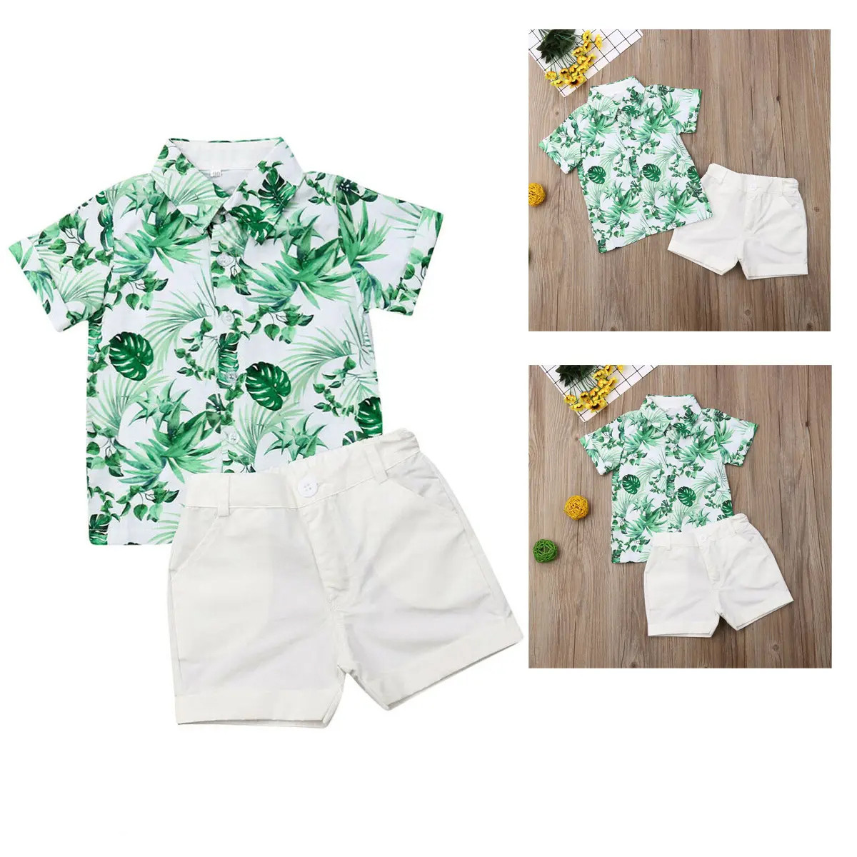 2Pcs Toddler Kids Baby Boy Girl Summer Shirt Tops Shorts Pants Outfits Clothes