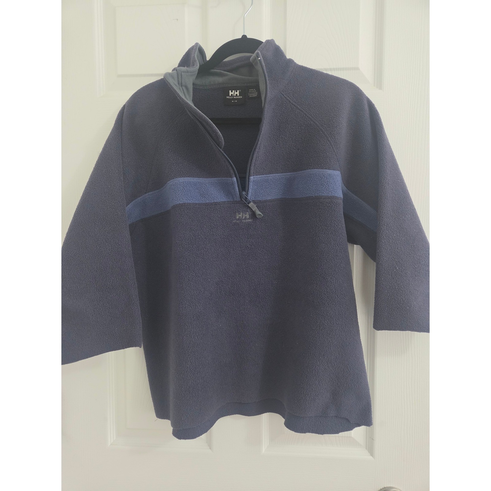 Helly Hansen Fleece Pullover Men M Navy Blue Good Condition 1/4 Zip Sweater