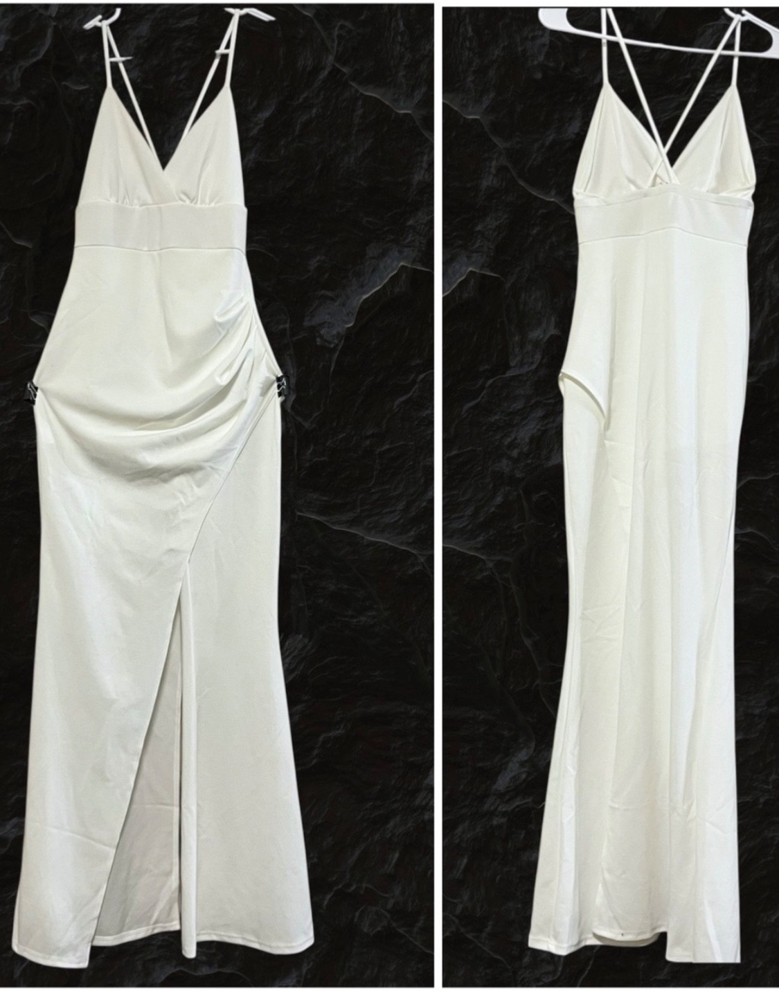 Cherry Mellow Asymmetrical One-Leg Jumpsuit Dress V-Neck Hybrid Romper Gown S