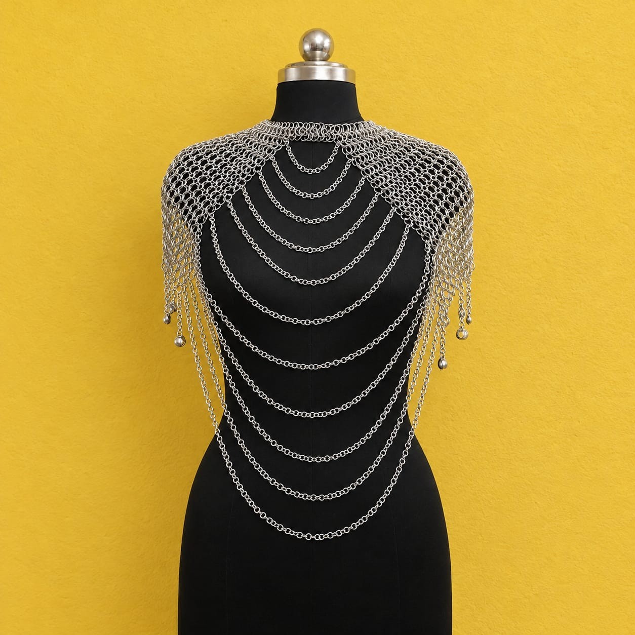 Aluminum Chainmail Collar Women Gothic Shoulder Armor Medieval LARP Renaissance 