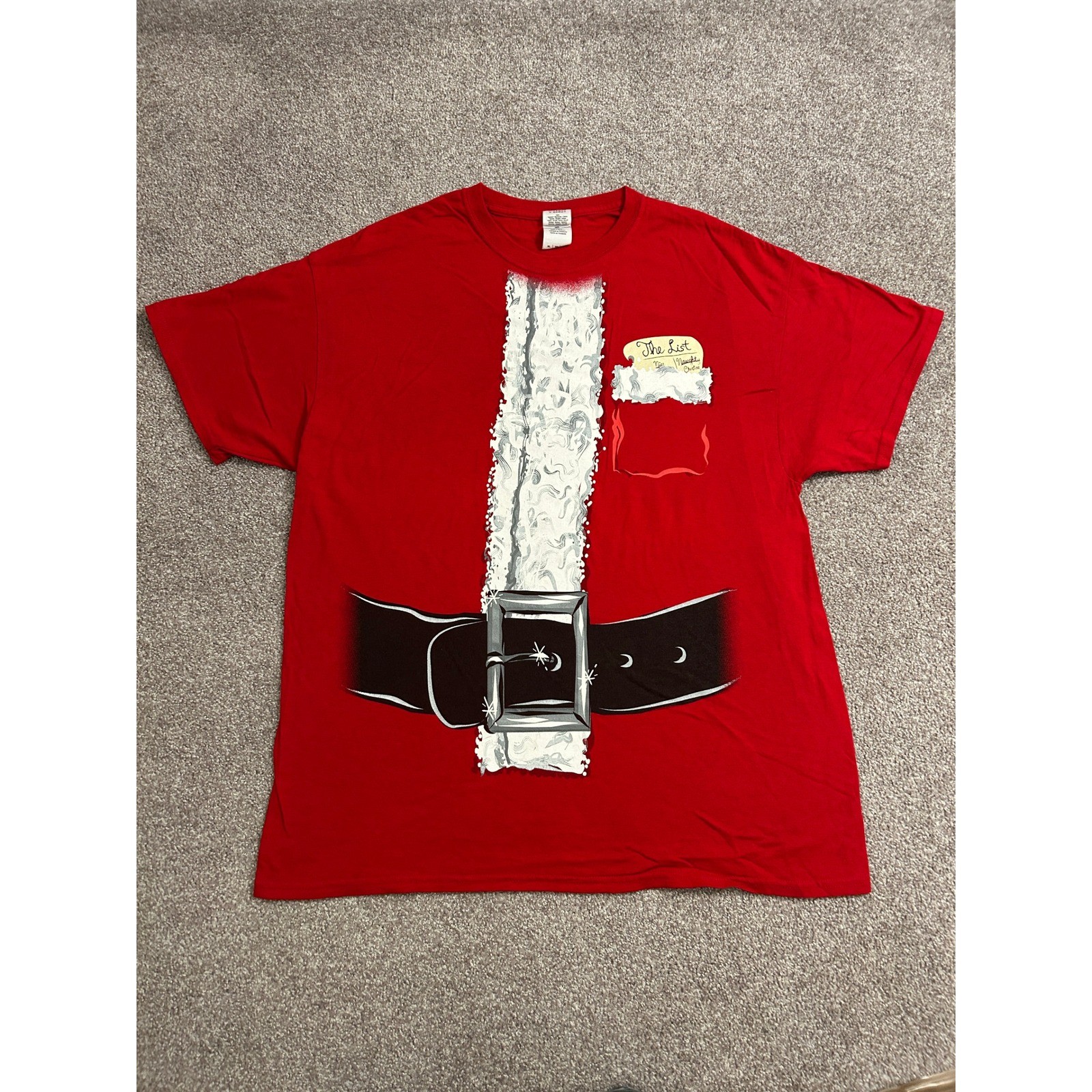 VTG Santa Suit Graphic Tee Mens XL Red Excellent Holiday Costume T-Shirt