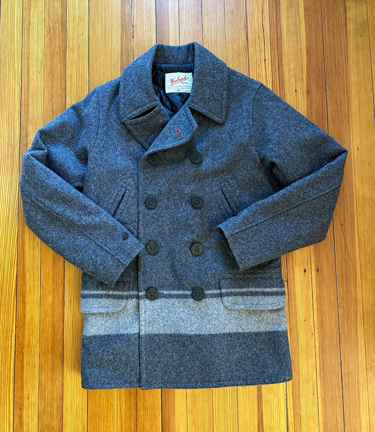 NWOT Woolrich Dockworkers Wool Pea Coat, Men\'s S, Made in USA, Lined, Rare