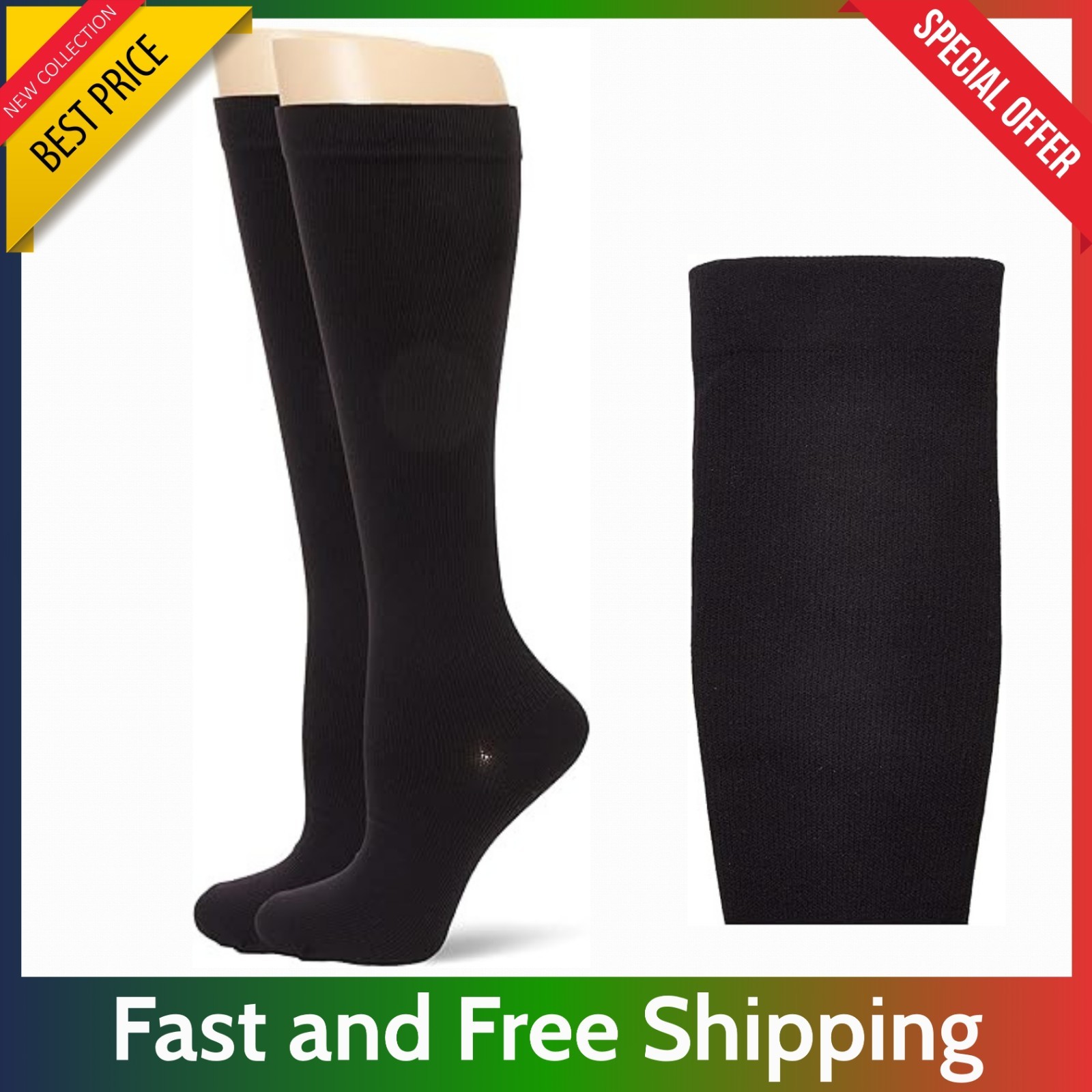 MediPeds Over the Calf (OTC) Mild Compression Socks, X-Large Mens 12-15, Black, 