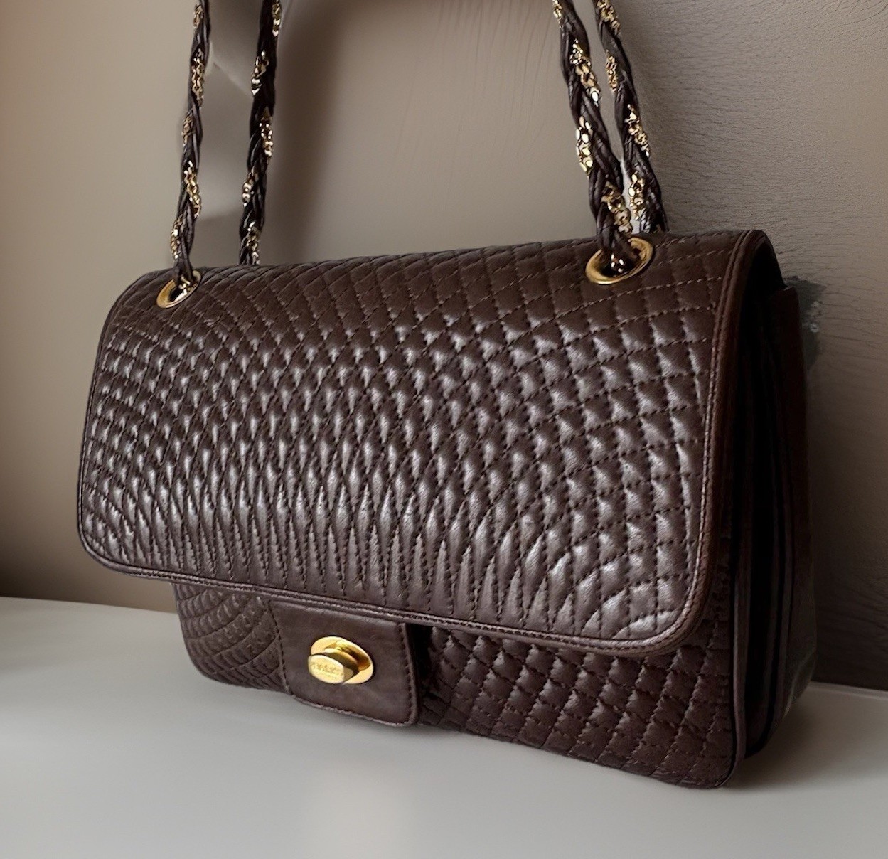 Authentic BALLY Hand bag Brown Leather From Japan 0974
