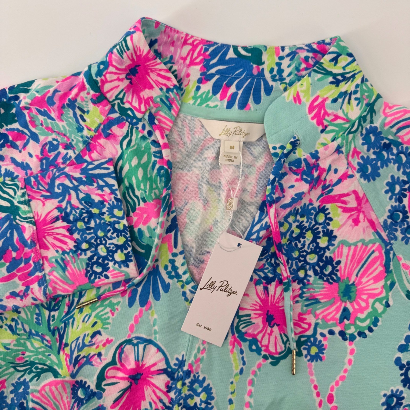 Lilly Pulitzer Cassi Popover Women M Multi Beach You To It Floral Sweatshirt
