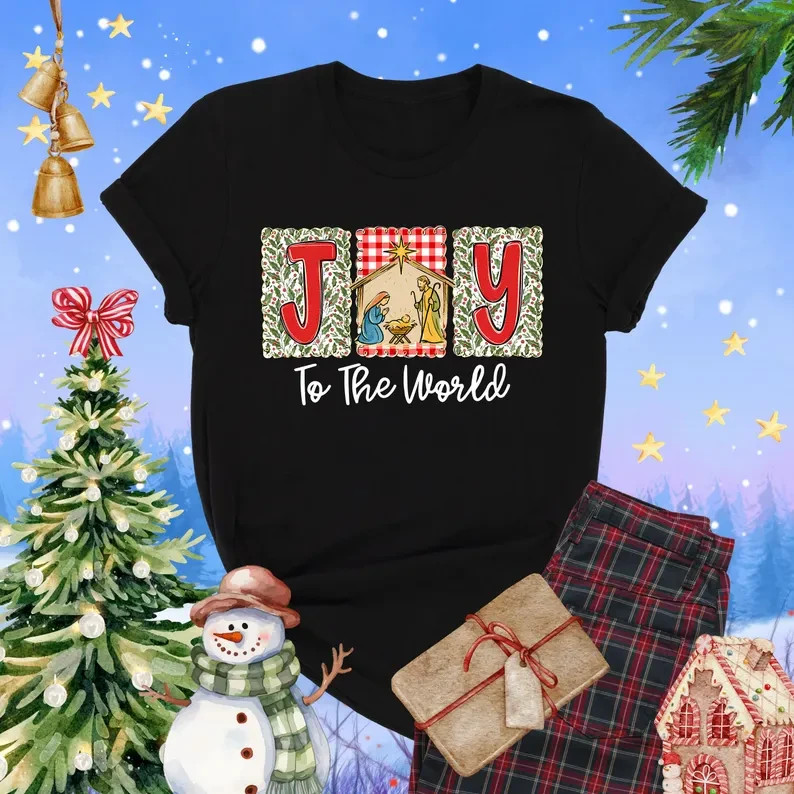 Joy To The World Shirt, Christian Christmas Shirt, Nativity Scene T - Shirt