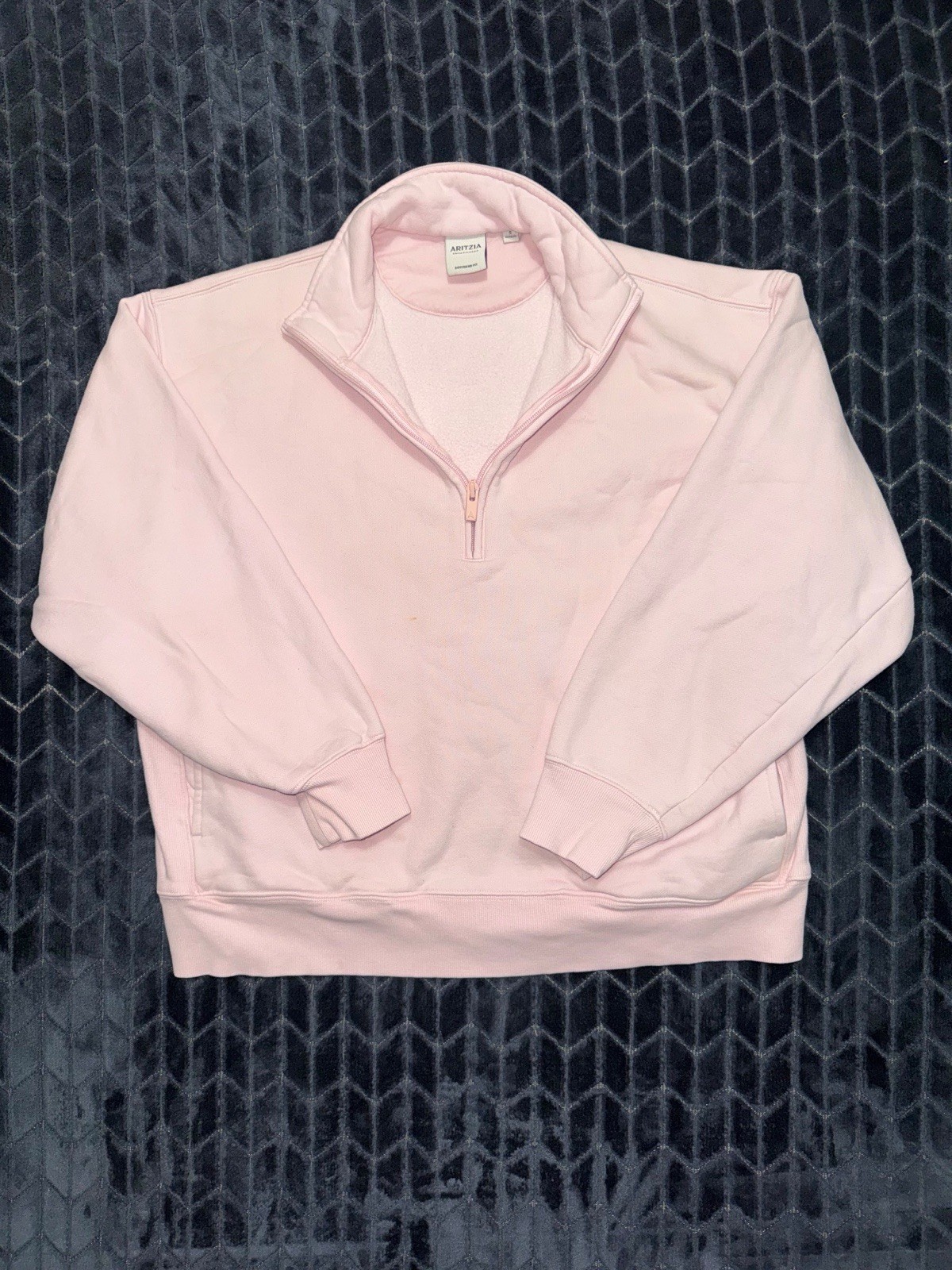 Aritzia Women’s Cozy Sweatfleece Boyfriend Fit Half-Zip Pink Size Small