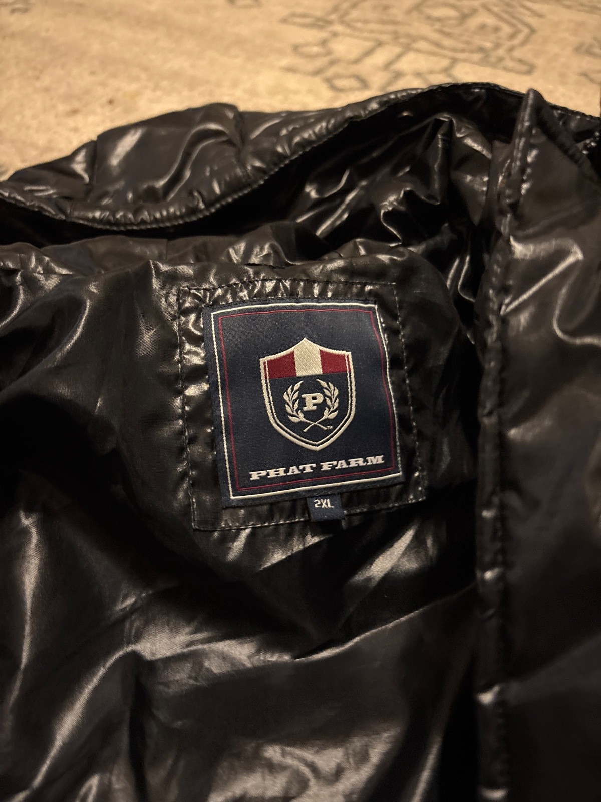 phat farm leather jacket Men’s Fat Farm black puffer jacket, size 2X. Clean, exc