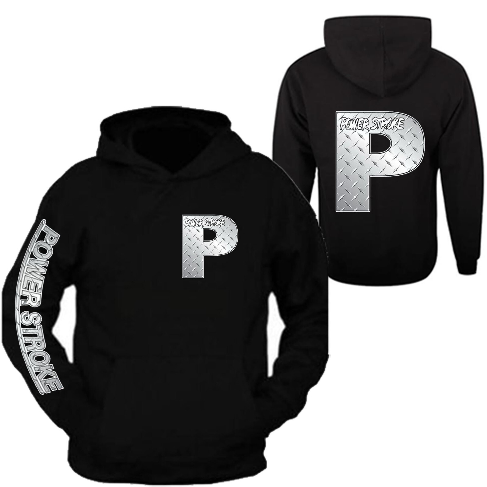 Powerstroke Silver Metal Power Hoodie Front & Back Ford Power Stroke Diesel