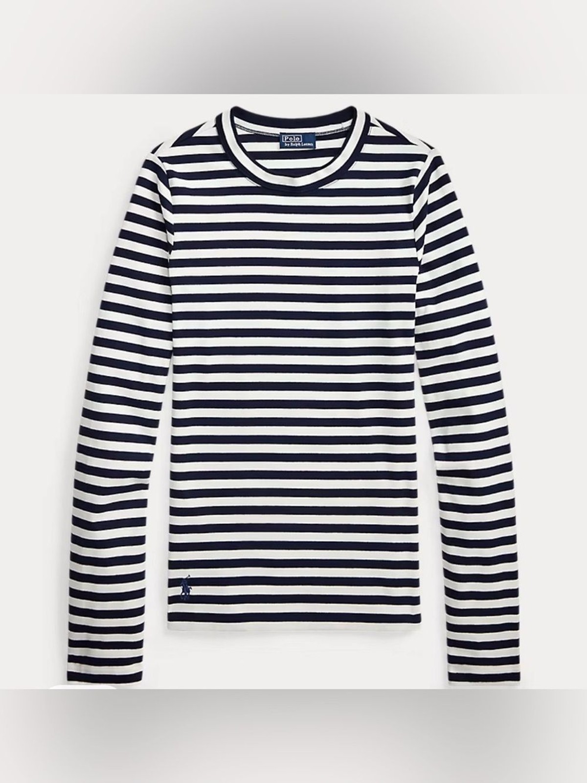Polo by Ralph Lauren Cruise Navy & White Striped Stretch Cotton Long-Sleeve Tee