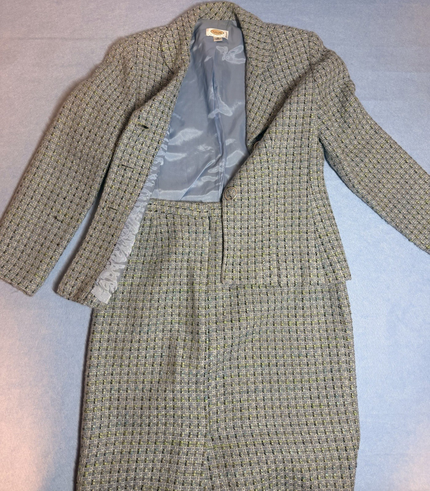 Vintage Talbots Tweed Skirt Suit Set 12P 12 Petite Blazer Office Professional