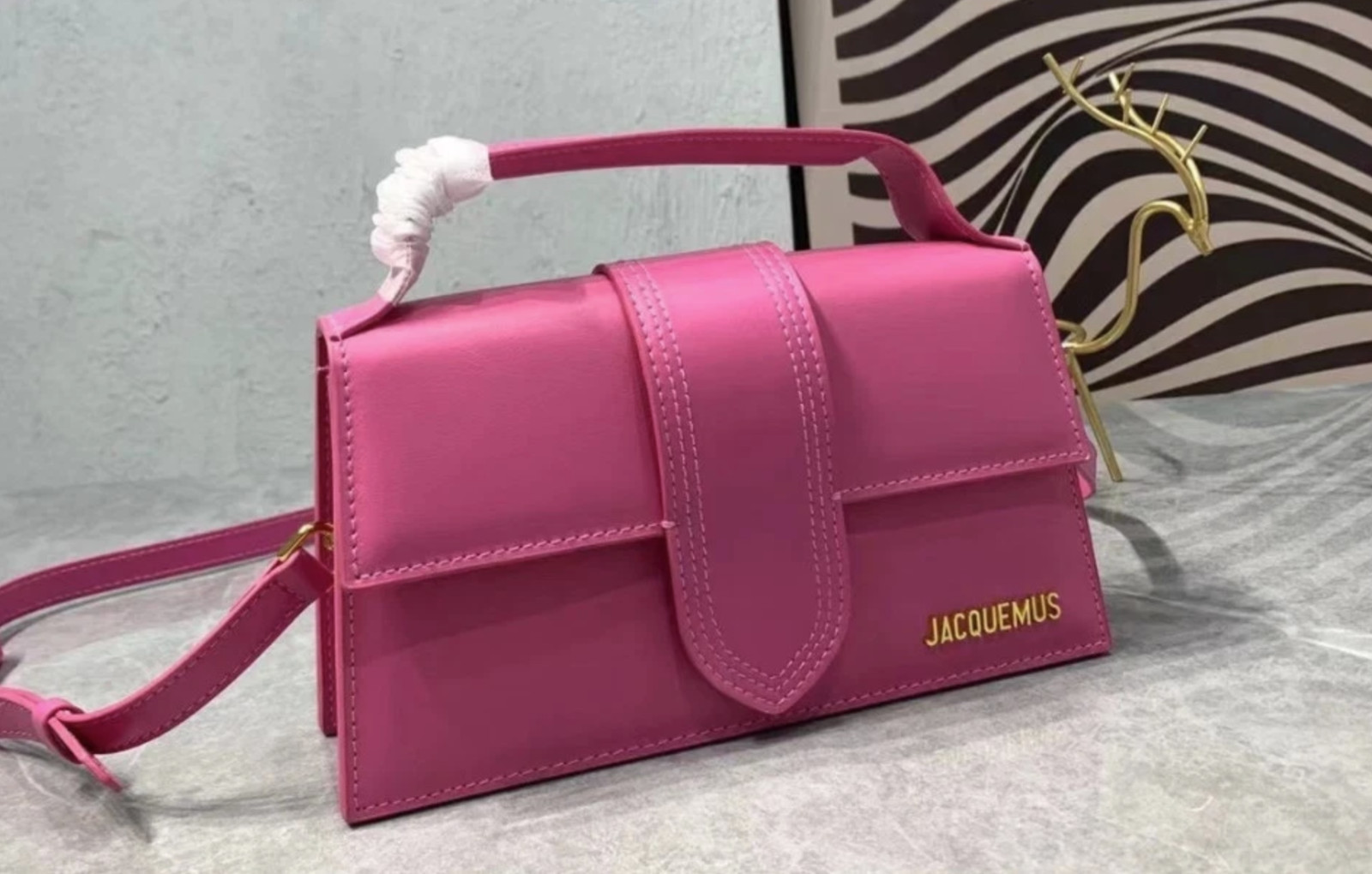 Jacquemus Le Bambino Pink Leather Top Handle Shoulder Bag - NEW