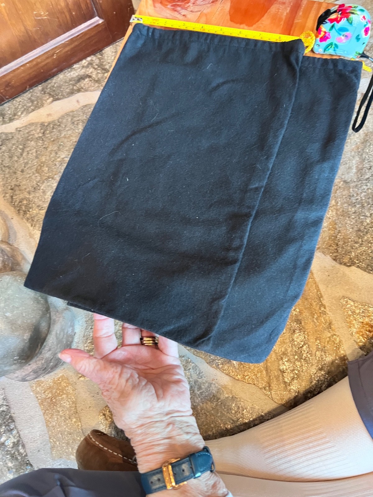 BLACK FLANNEL DRAWSTRING SHOEBAGS LOT OF 2 15\