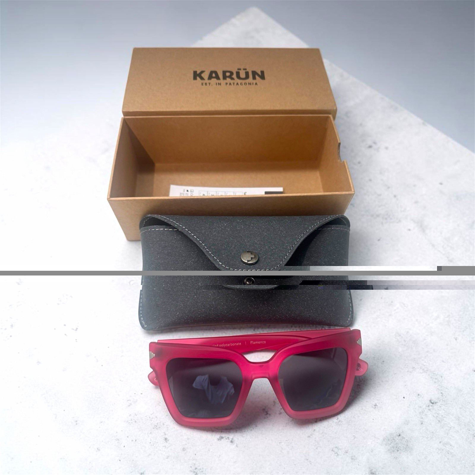 KARÜN est.patagoni Sunglasses Red Frame Gray lens sizes 50o22 145 100% authentic