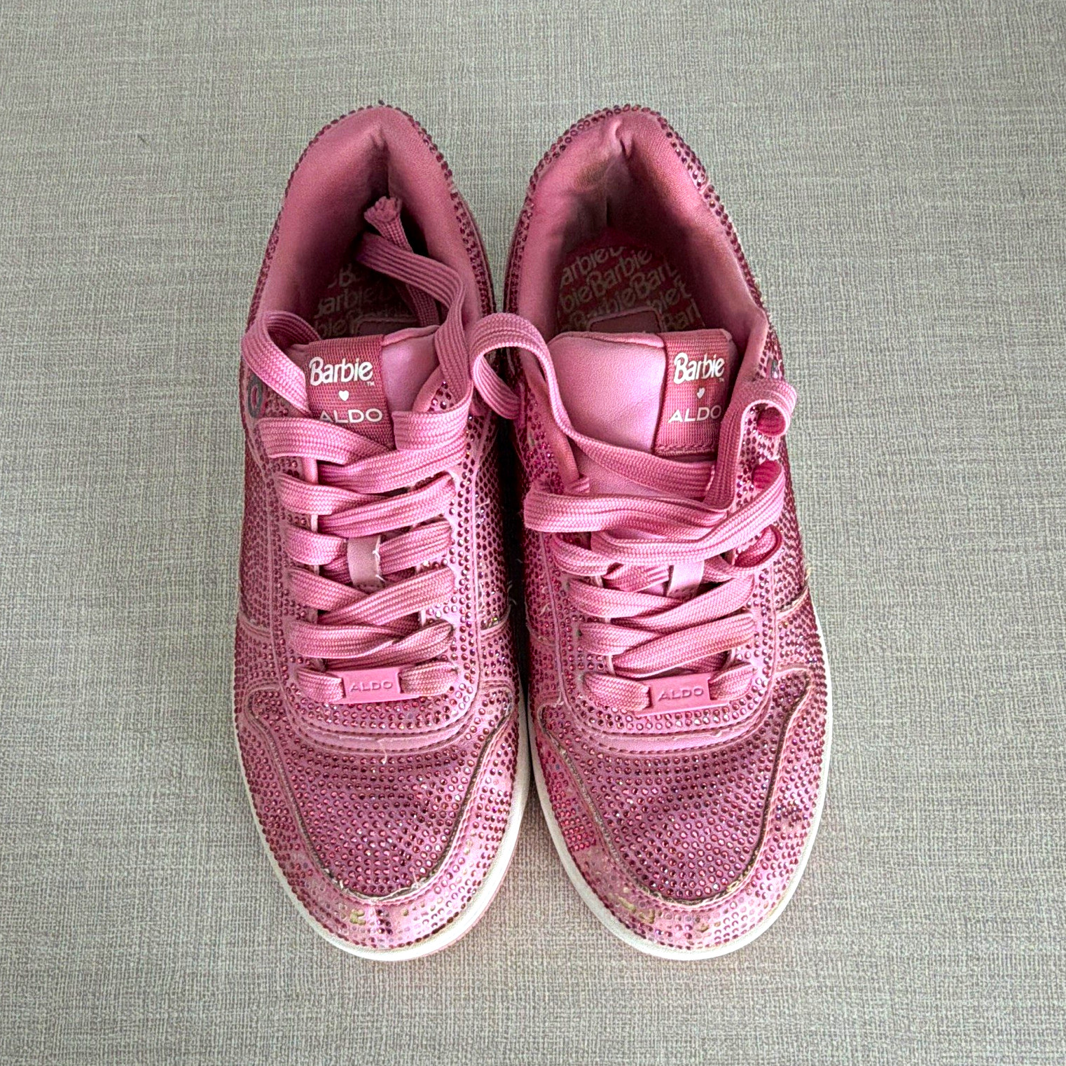 ALDO x Barbie Pink/White Rhinestone Low Top Lace-Up Sneakers Women’s US 7