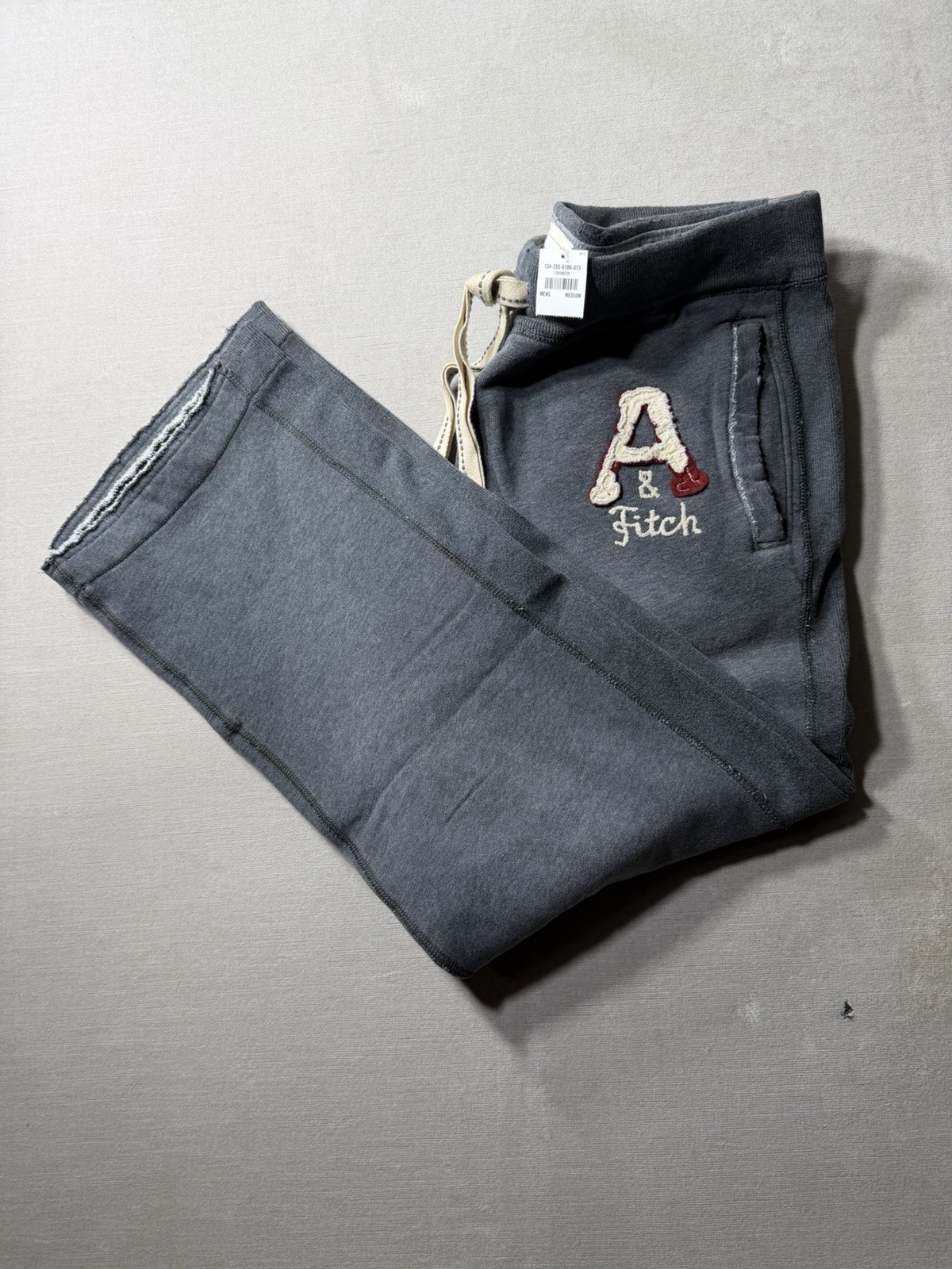 NWTS Vintage Abercrombie & Fitch Sweatpants Baggy Y2K Skate Fleece Grey Medium