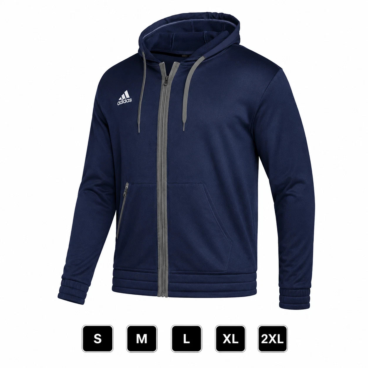 adidas Team Issue Full-Zip Hoodie For Men | Navy  Long Sleeve  | Sizes S-2XL