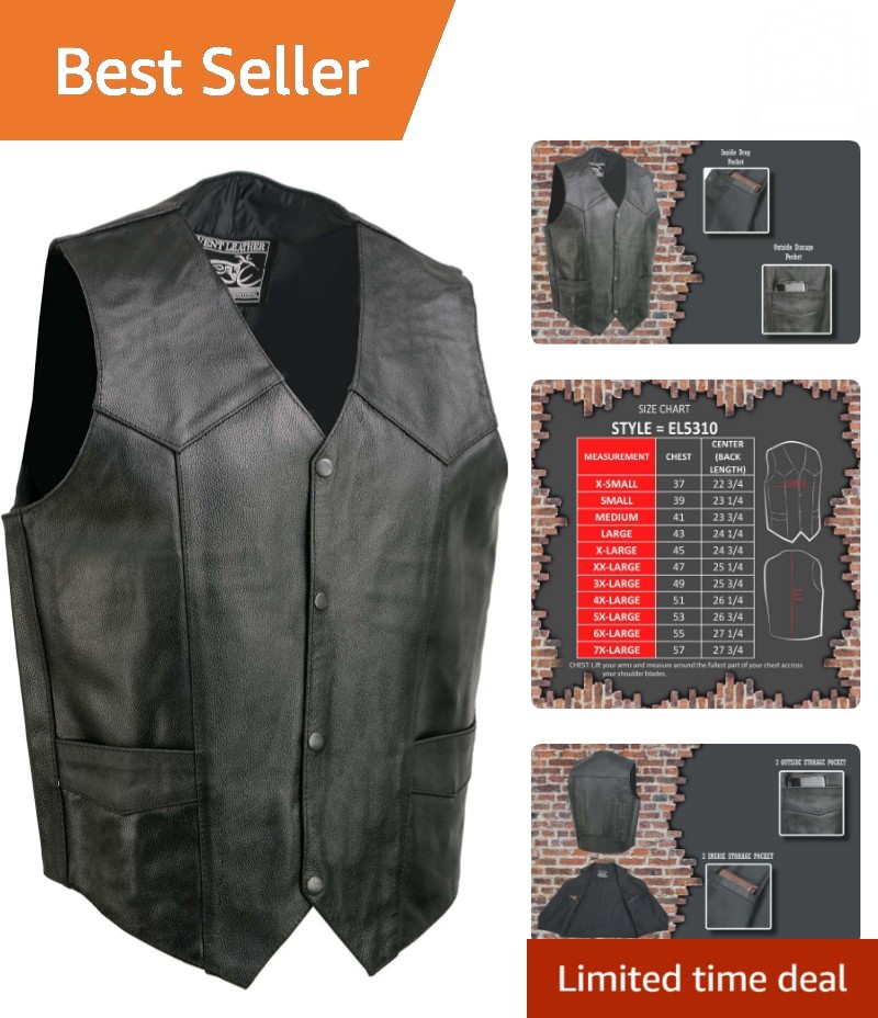 Ultimate Black Leather Vest for Motorcycle Enthusiasts - Custom Fit Available
