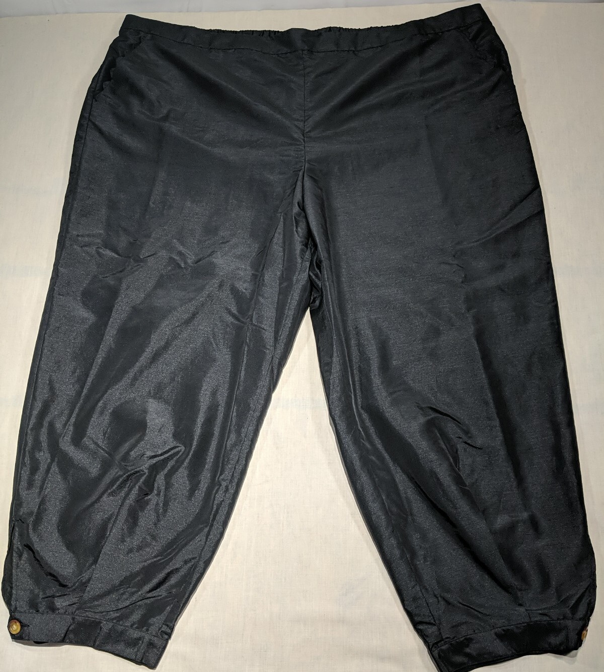 KIKA VARGAS Wmn\'s Plus Black Elastic Waist Tapered w/Button Hem Pants sz 4X NWOT