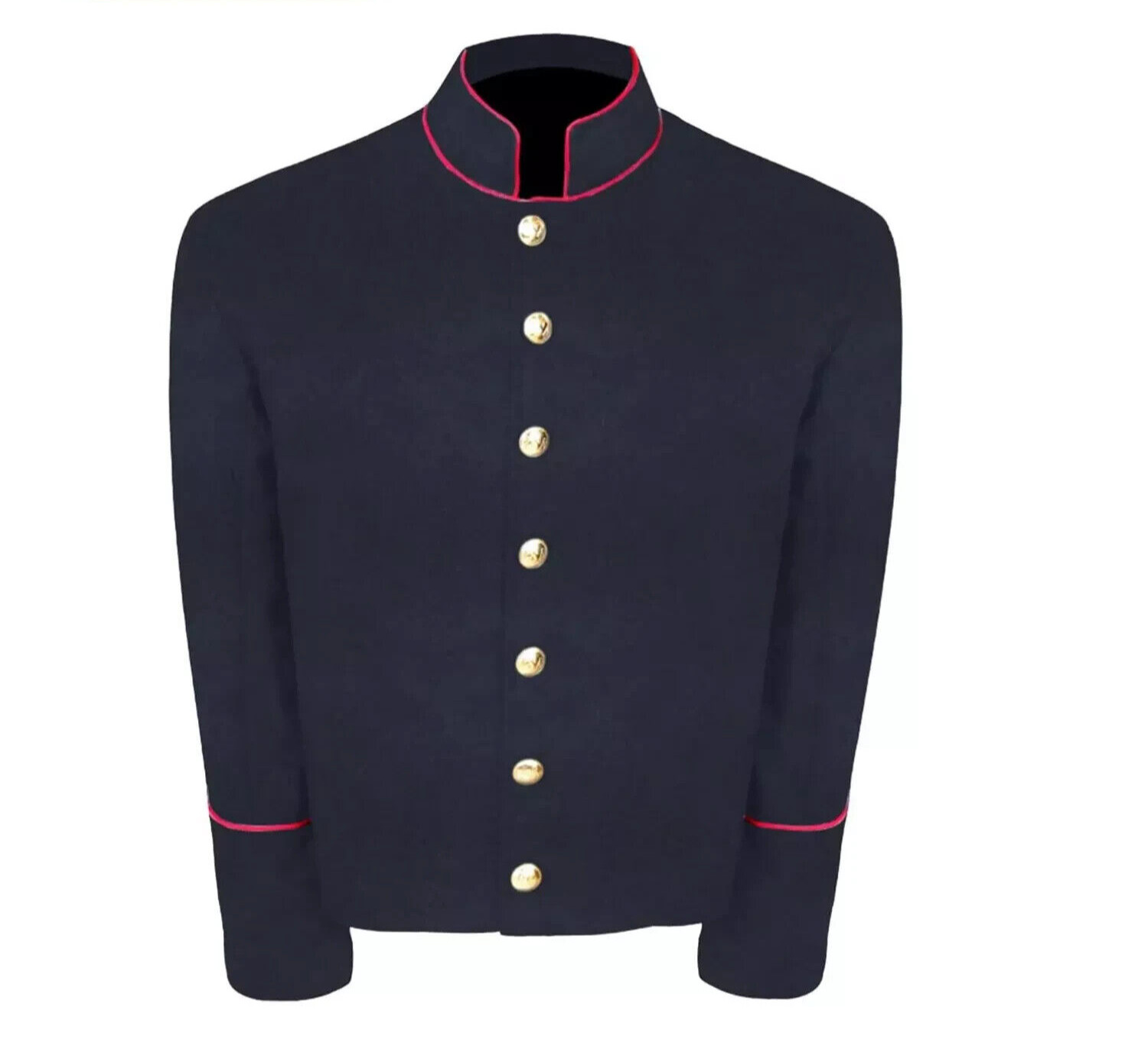 Men\'s Navy Blue Wool Shell Jacket - Civil War Authentic Design with Piping Trim