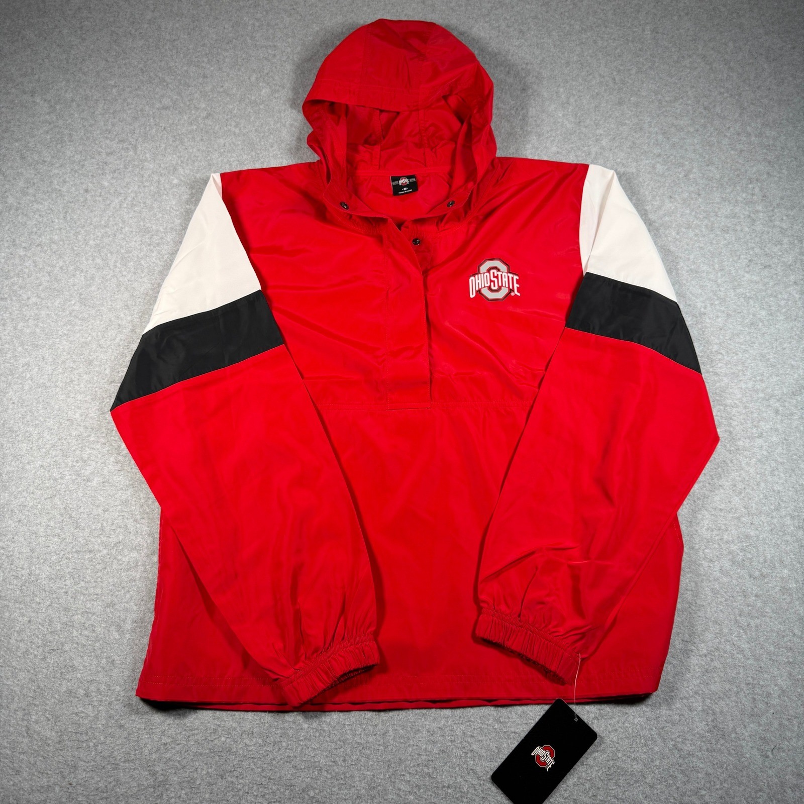 Ohio State Buckeyes Windbreaker Jacket Red Pullover Hooded Mens Medium NWT