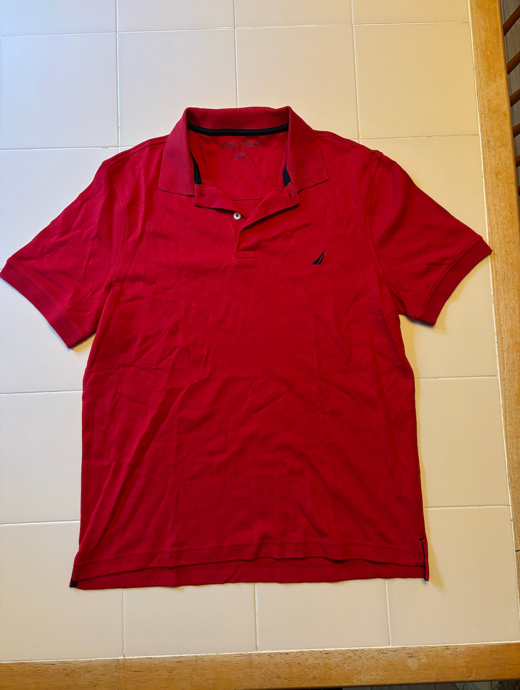Nautica men\'s short-sleeve collared polo, red color, size medium