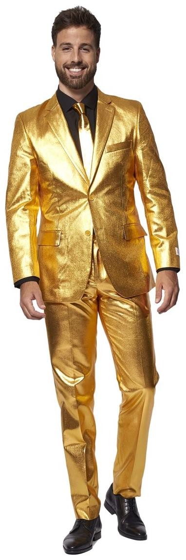 OppoSuits Groovy Gold Suit Men’s Slim Fit Gold Blazer Pants Tie Set