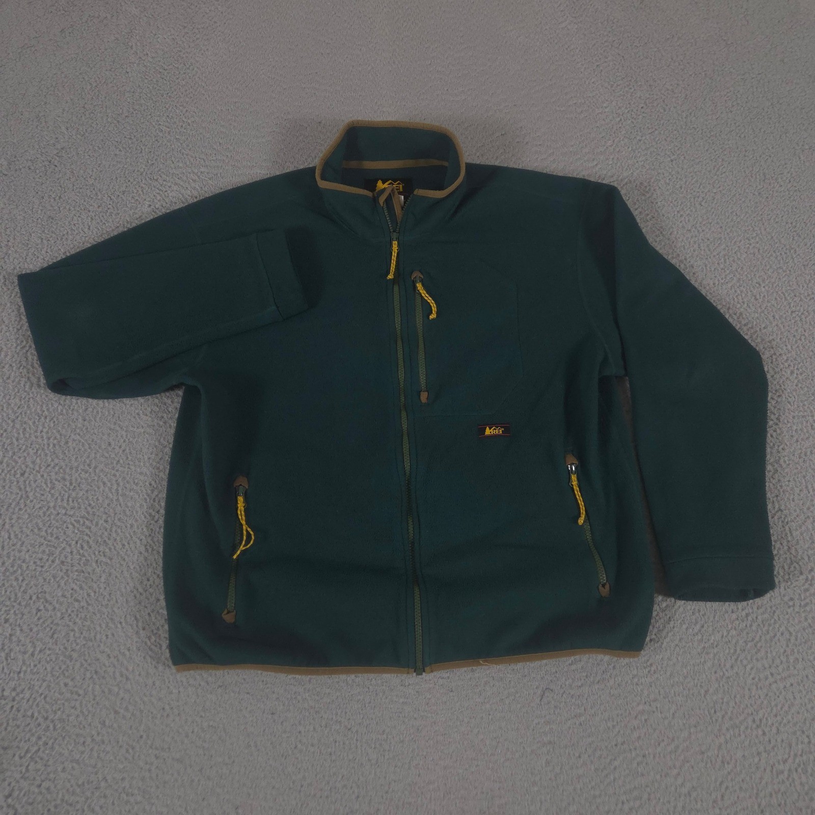 REI Jacket Mens Large Green Trailsmith Polartec Fleece Full Zip Outdoor Pocket