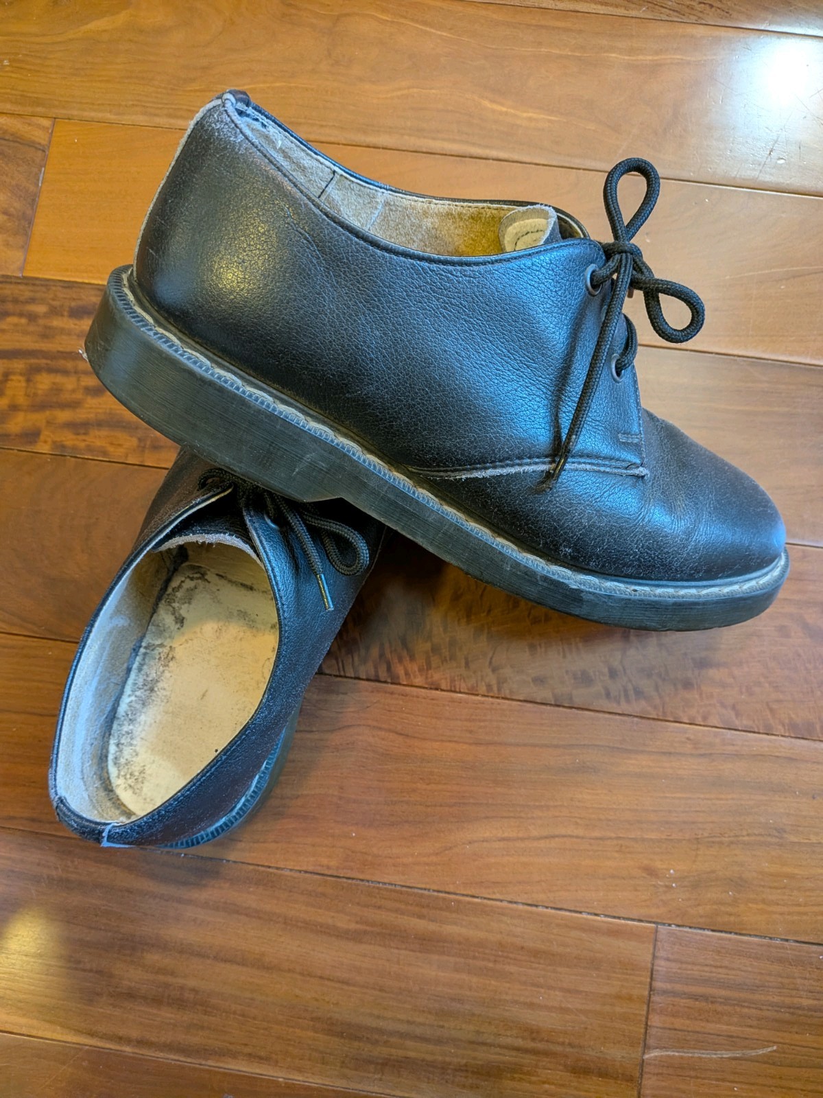 Vintage Solovair 1461 Men\'s Black Oxford Leather Shoes Made In England UK 7 US 8