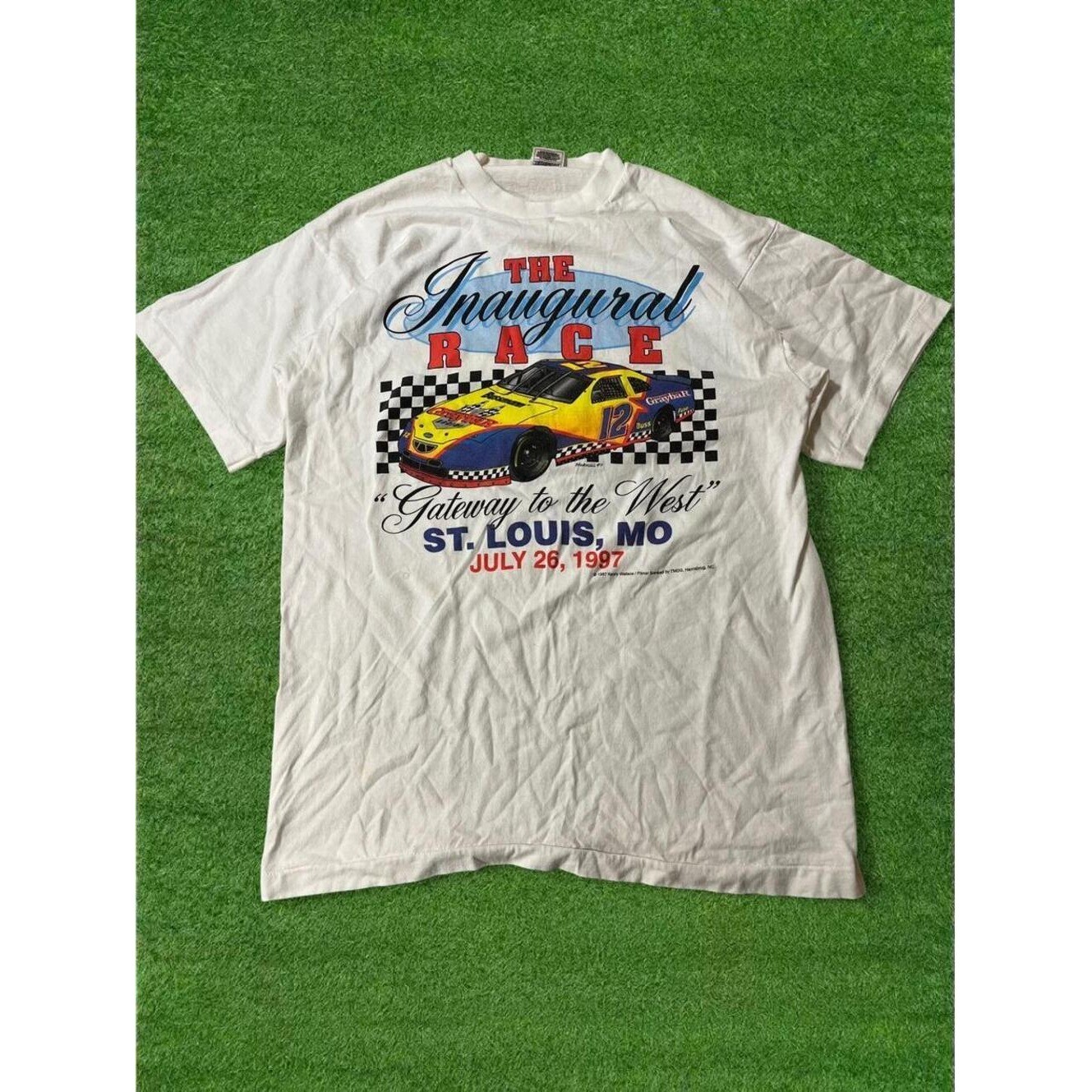 1997 NASCAR Inaugural Race Vintage Tee Fruit of the Loom White L St Louis MO