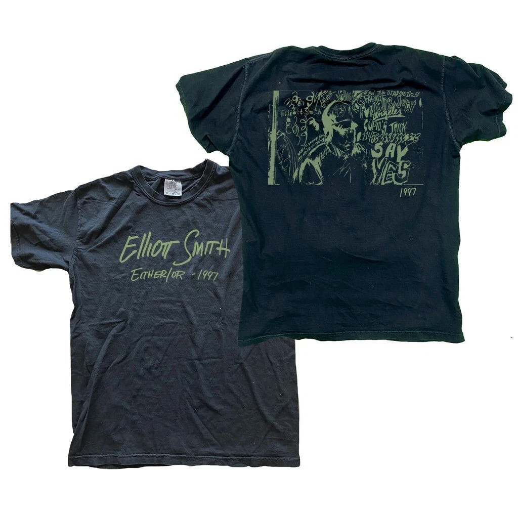 Elliott Smith Either Or 1997 Vintage Retro Black Graphic T Shirt