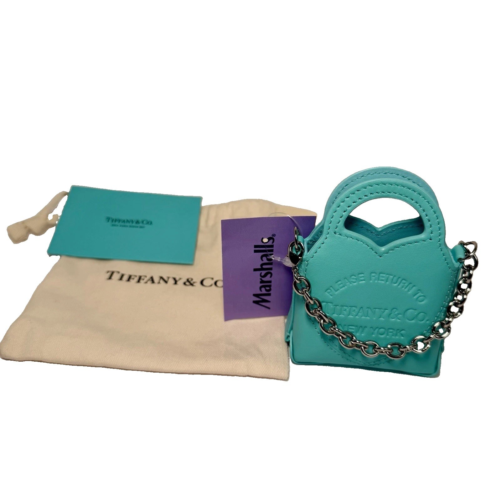 New TIFFANY & CO. Return to Tiffany Blue Leather Nano Bag Silver Hardware