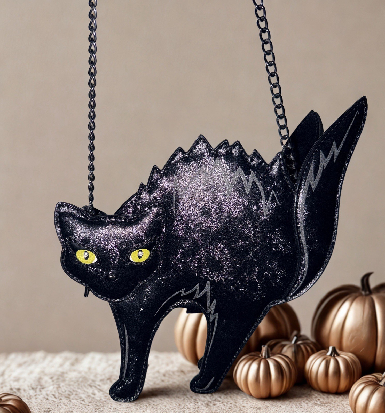 Rare- Betsey Johnson Scaredy Cat Crossbody Purse Halloween Black Retired.