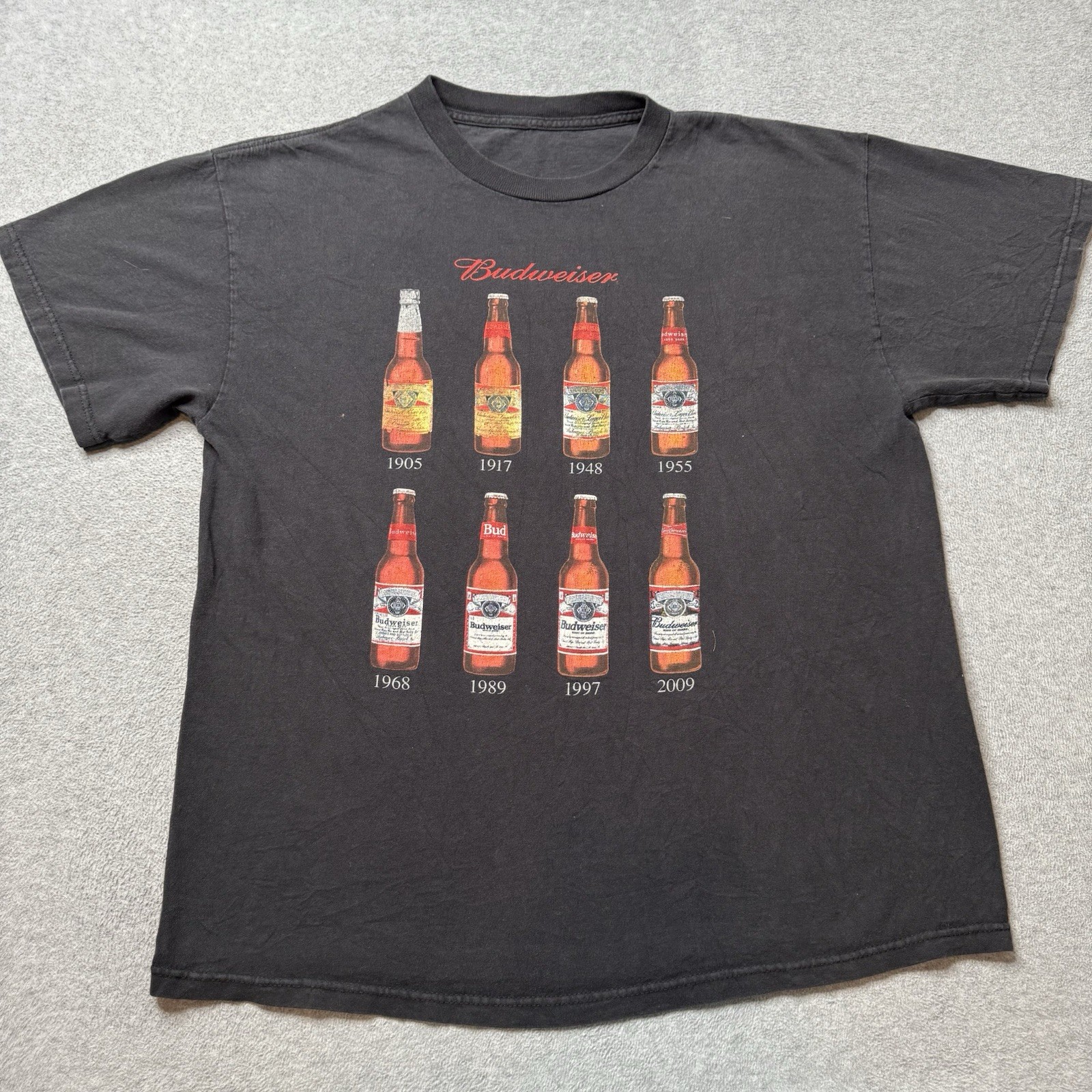 Vintage Hanes T Shirt Mens Large Budweiser Beer Alcohol Bar Graphic Print 00s
