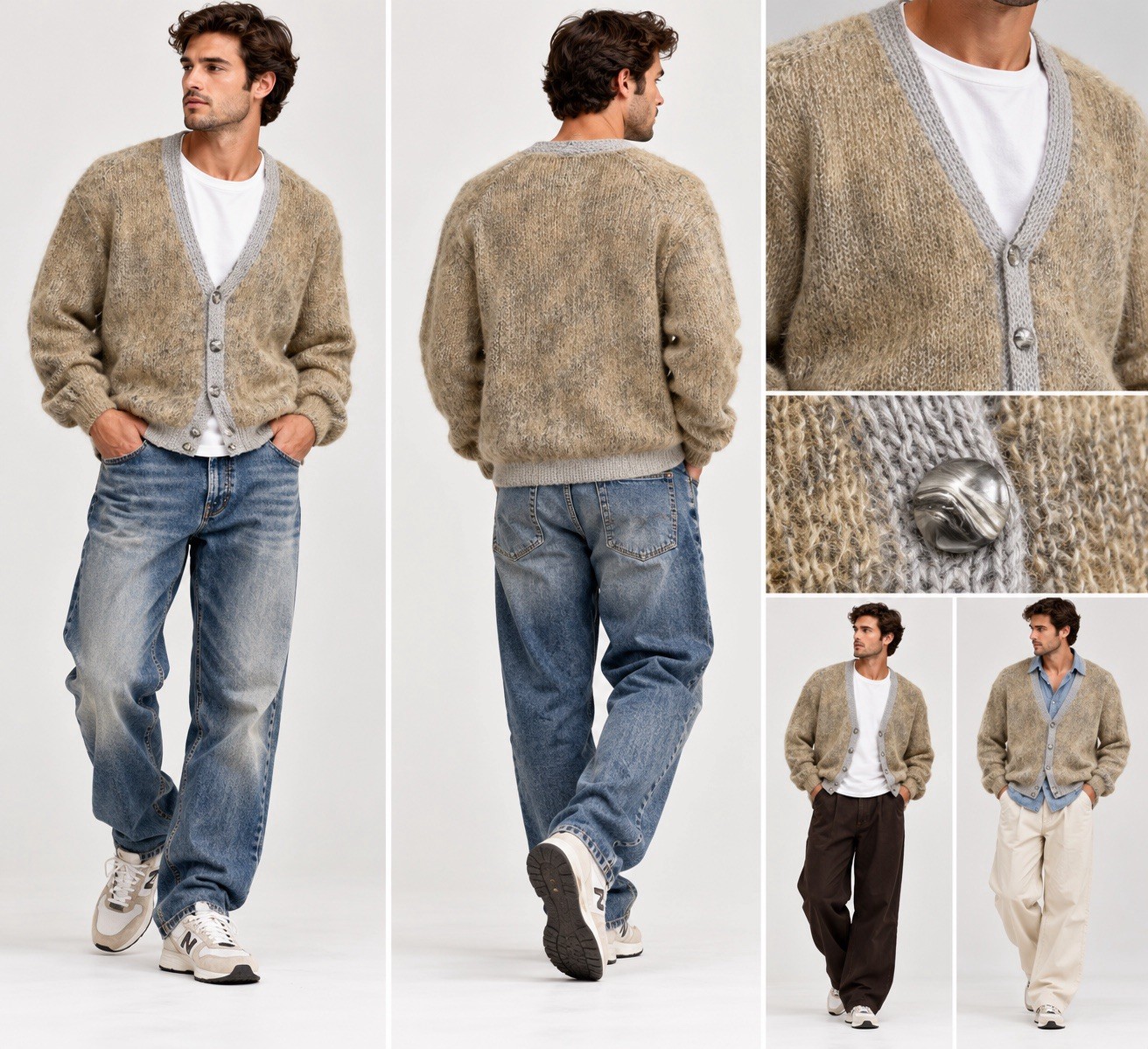 Vtg Cardigan Sweater L Fuzzy Mohair Kurt Cobain Style Academia 90s Y2K