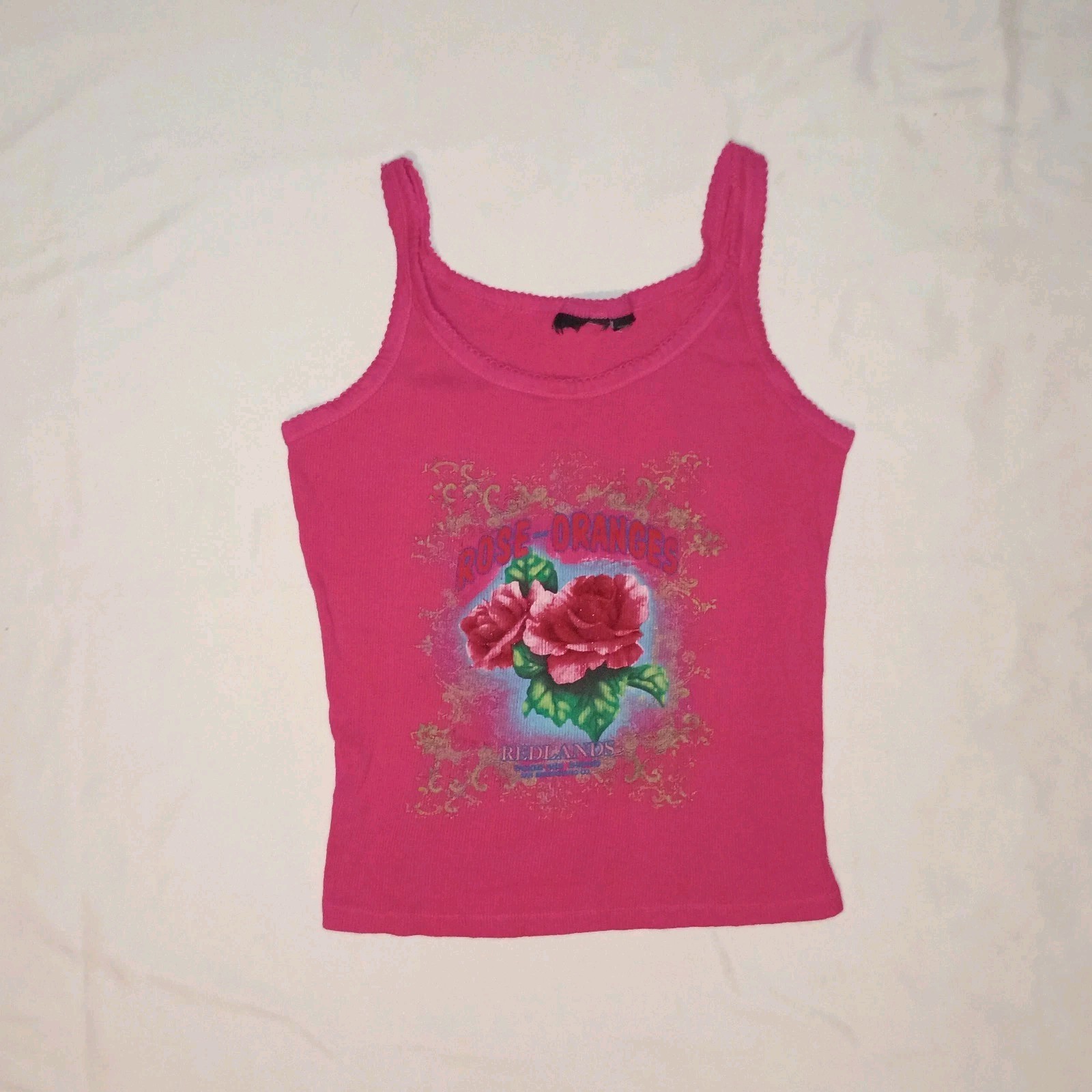 2000s Y2k Hot Pink Graphic Tank Top Rose