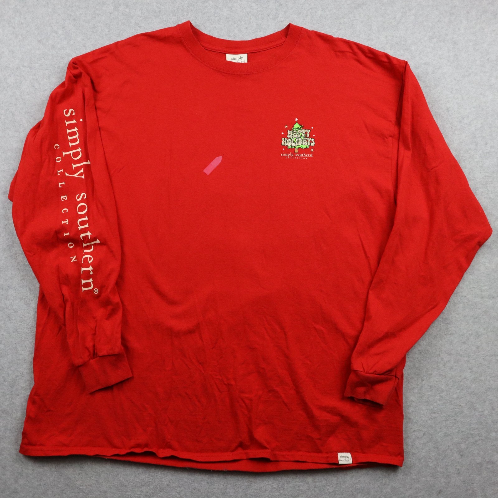 Simply Southern T-Shirt Top Womens 2XL XXL Christmas Santa Tee Red Long Sleeve