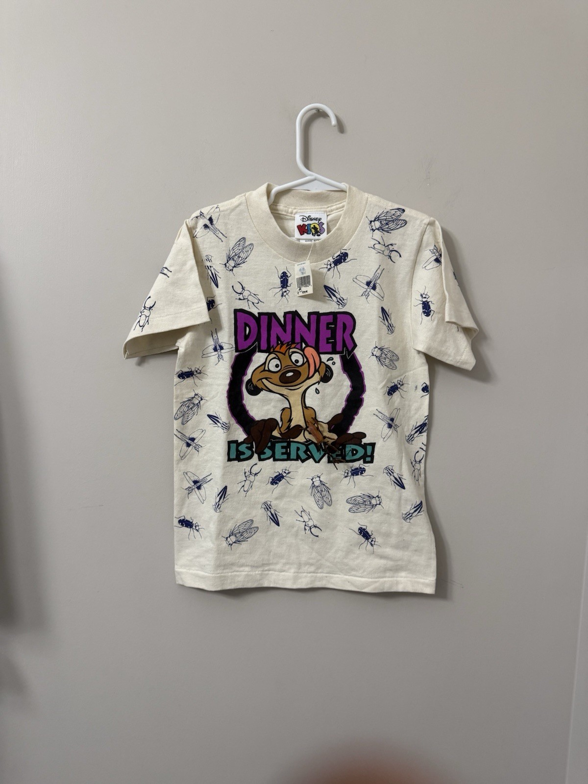 Vintage 90s Disney The Lion King Timon AOP Bug T-Shirt NWT Kids Size 4/7 Rare