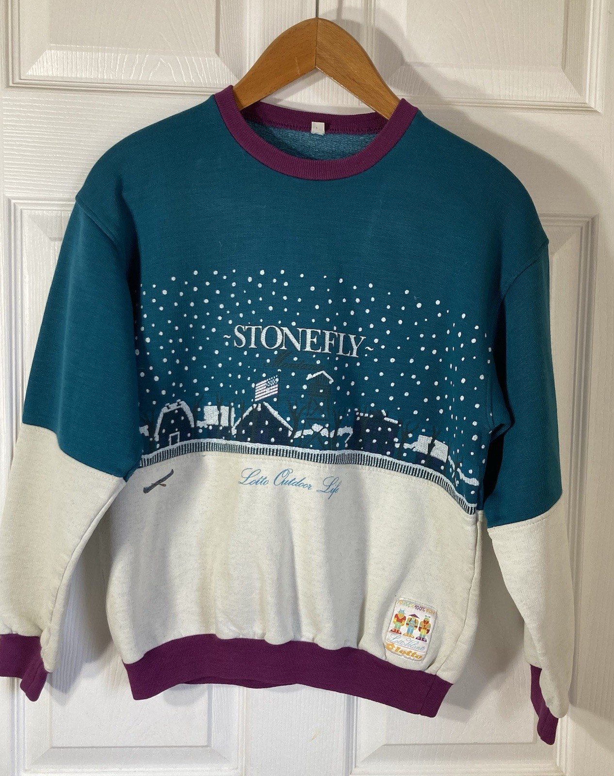 Vintage Lotto Italy Tennis Sweatshirt 80s 90s Stonefly Outdoor Sports Graphic