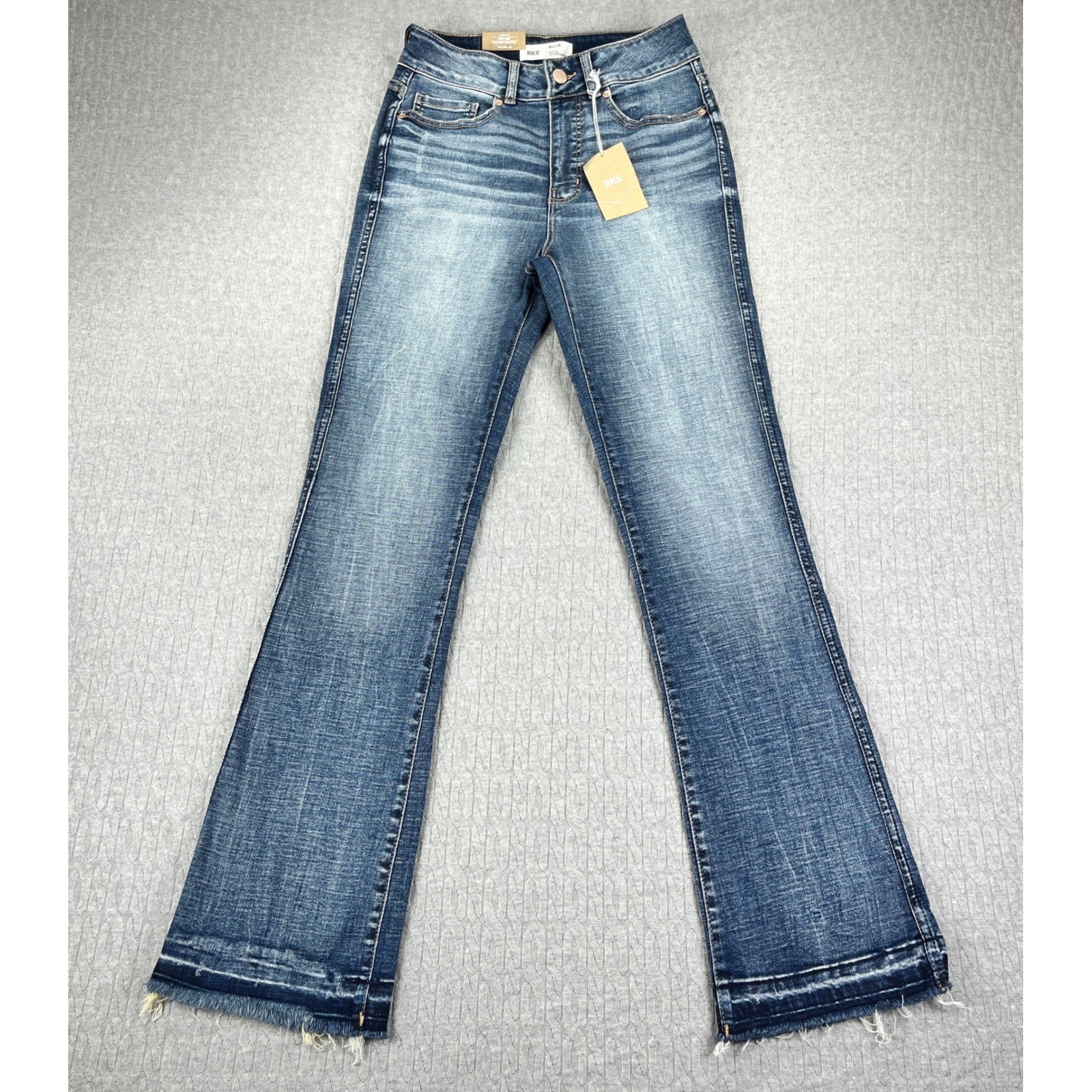 New BKE Billie Tailored Bootcut Jeans Women 27R Blue High Rise  Raw Hem