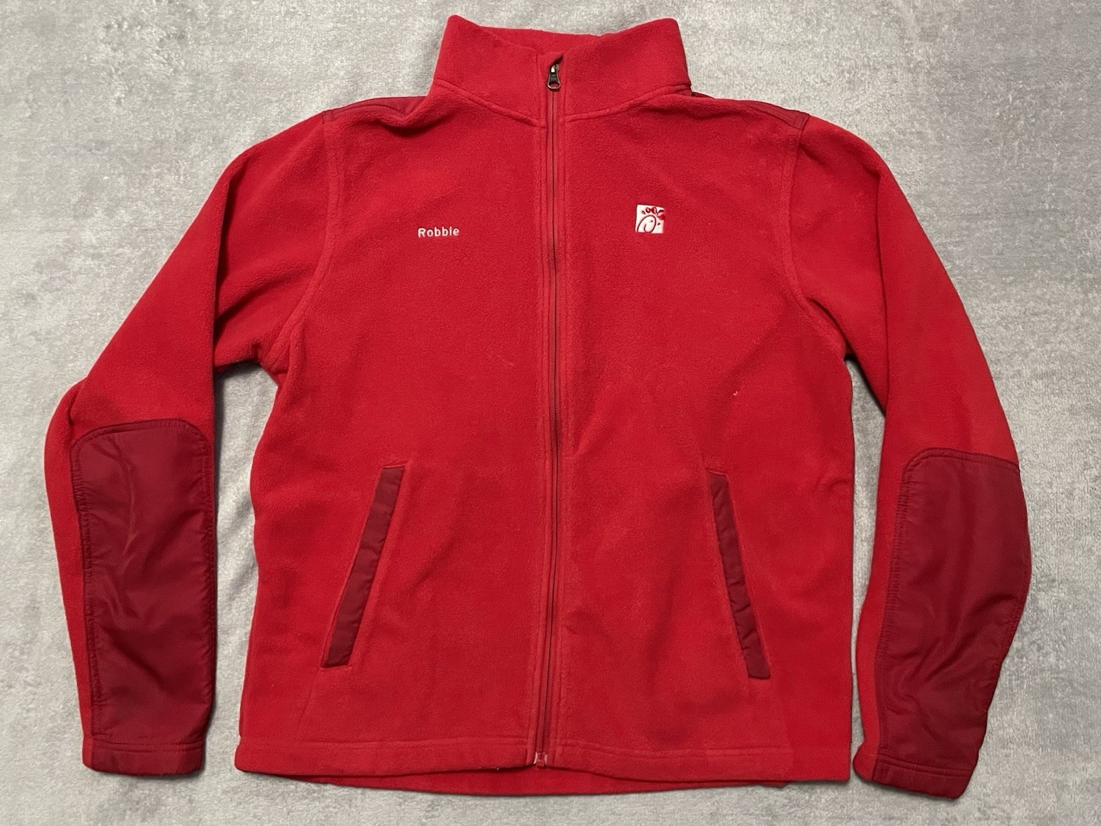 Chik Fil A Employee Jacket Womens Medium Red Full Zip Pockets Fleece Team Style