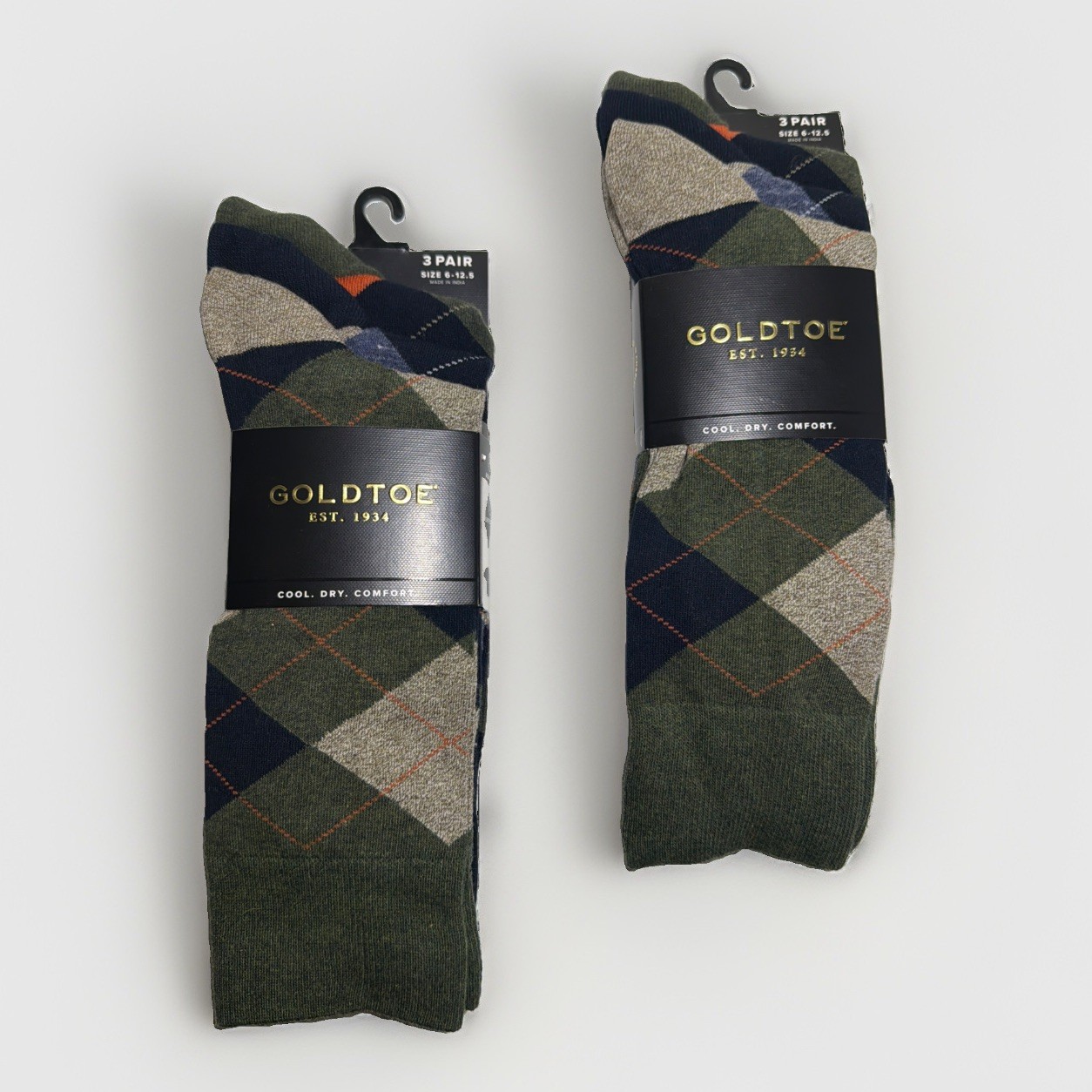 New Goldtoe Men 3 Pair Formal Perfect Fit Dress Socks Sizes 6-12.5