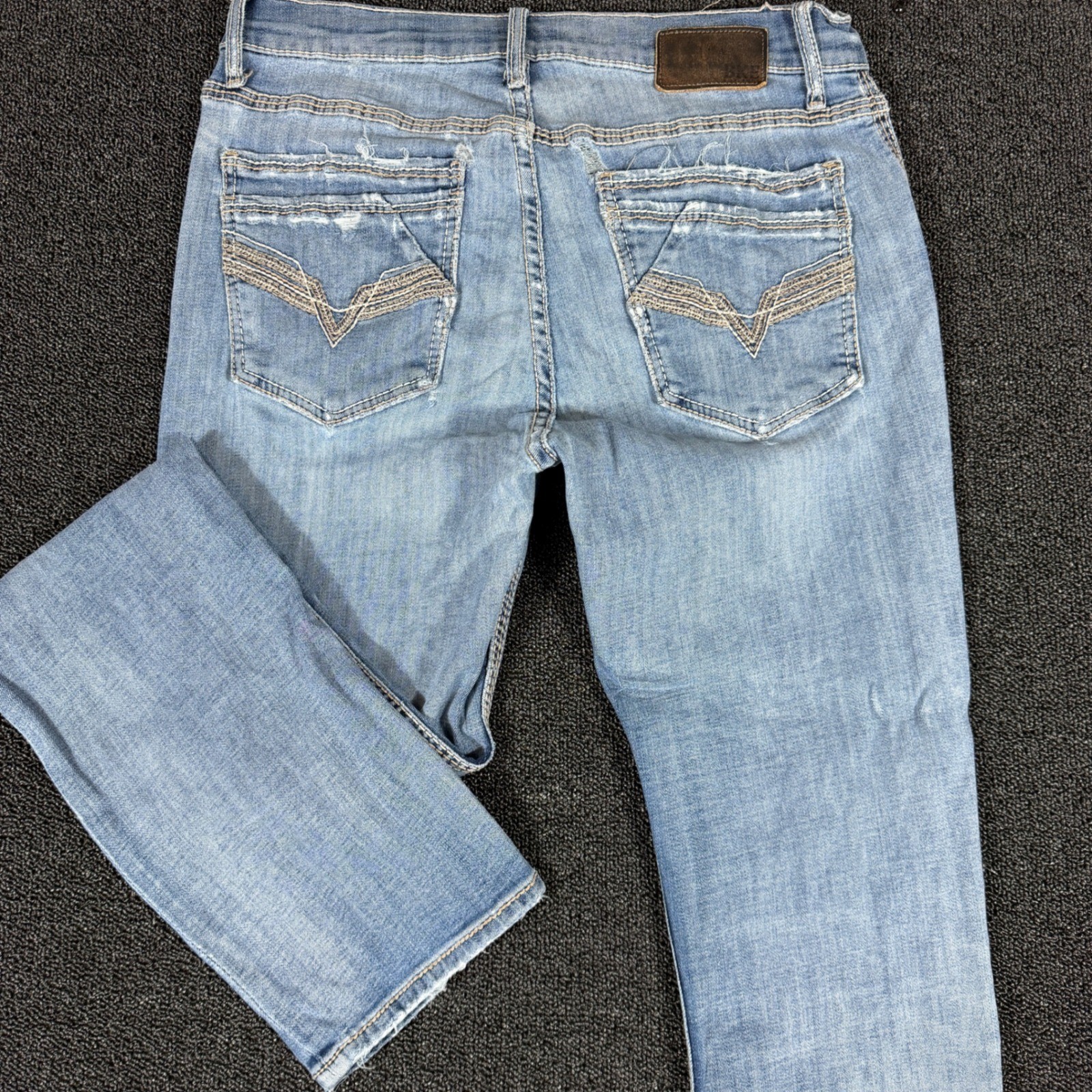 BKE Jake Straight Jeans Men\'s 34x34 Light Wash Blue Denim Stretch Western Grunge