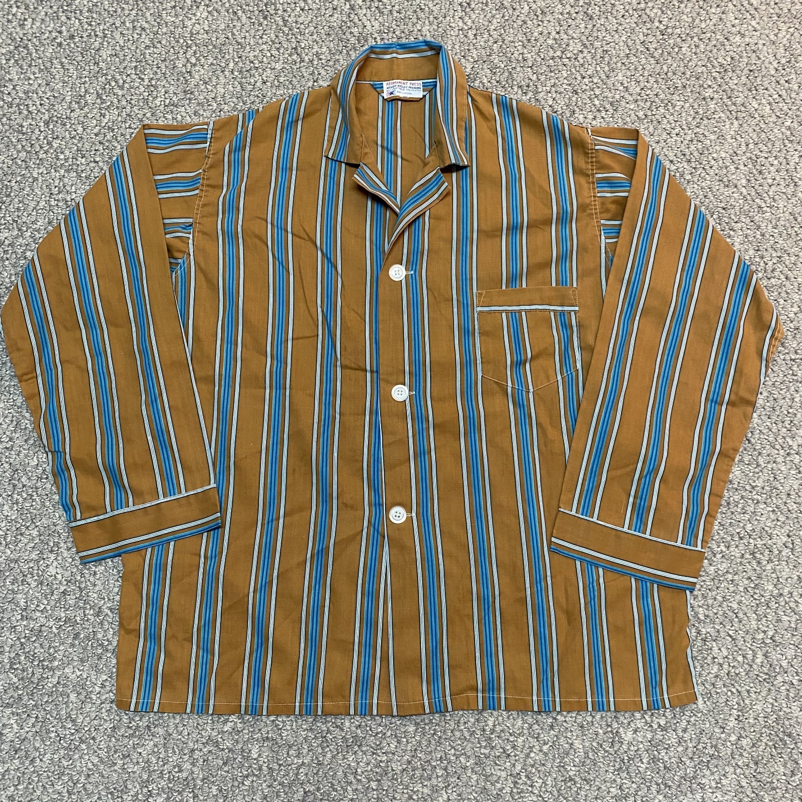 Vintage 60s 70s SSK Permanent Press Shirt Men\'s L / XL Loose Sleepwear Thin
