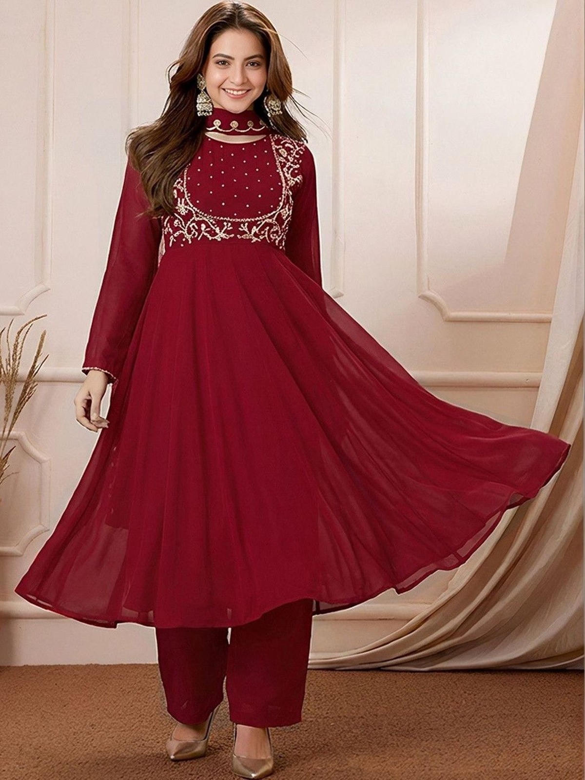 Bollywood Red Anarkali Suit Designer Wedding Party Wear Salwar Kameez Gown