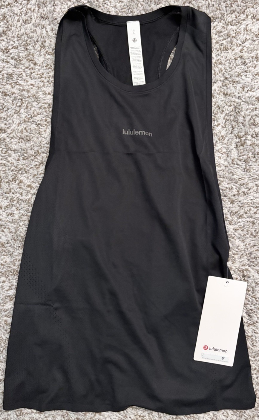 lululemon Fast and Free Running Tank Singlet Women’s Large Black NWT LW1FSRS