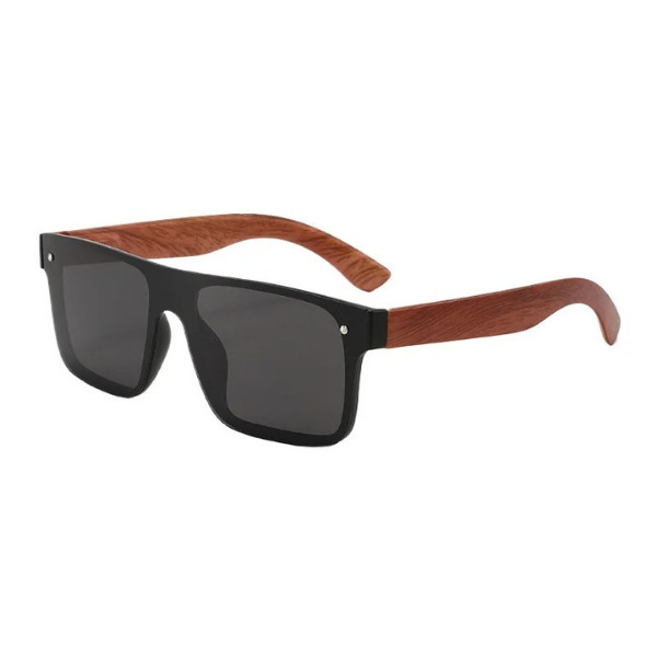 DUBERY Rimless Wood Polarized Sunglasses Men Women Square Wooden Temple Glasses