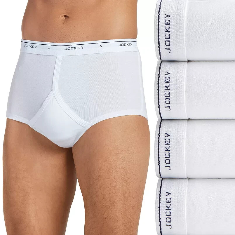 Men\'s Jockey 4-pack Classic StayNew Full Rise Briefs/ White